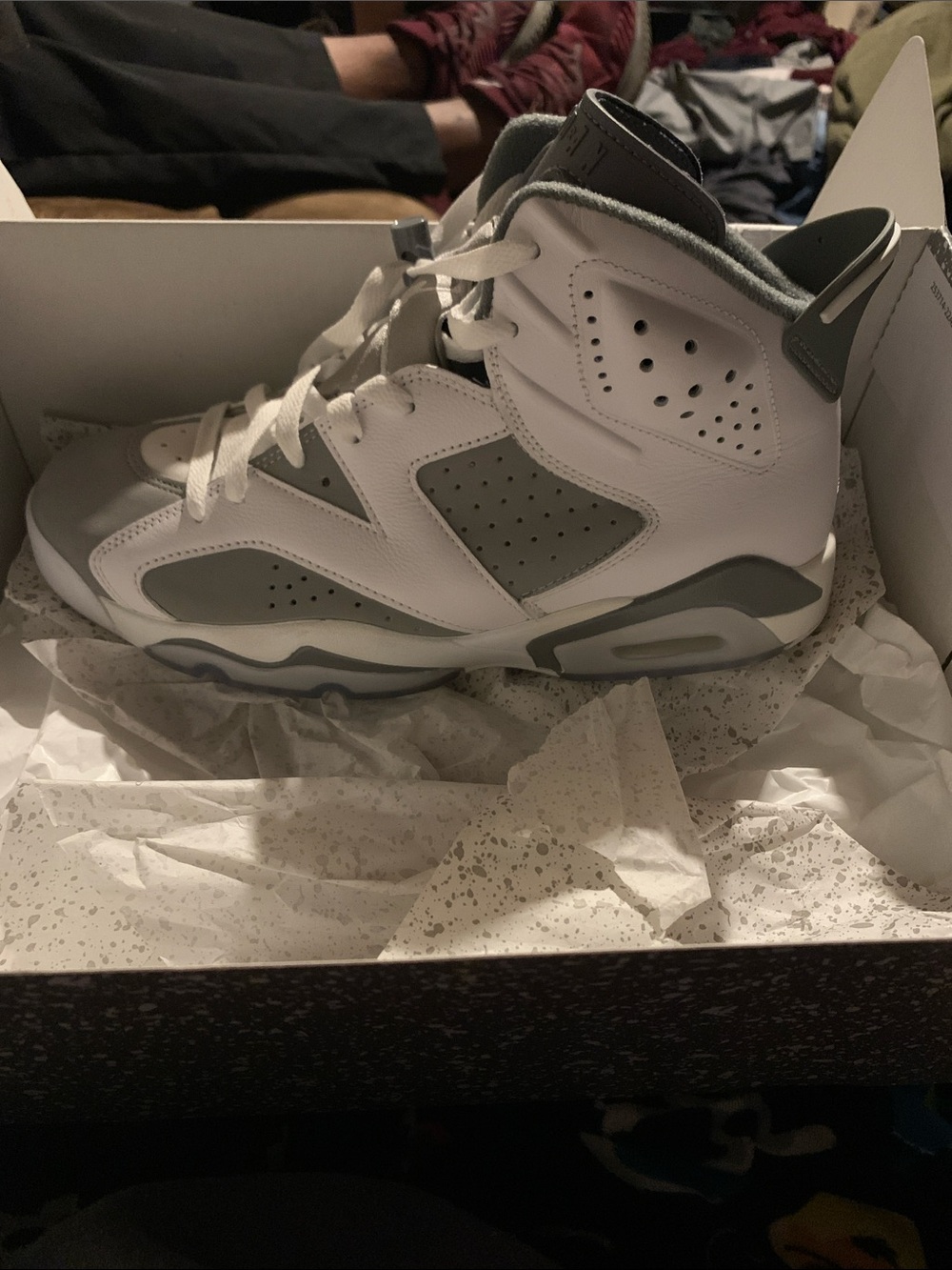 Jordan White and Gray High-Top Sneakers